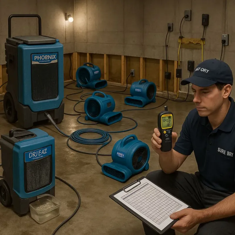 Structural Drying and Dehumidification process in Wolcott, NY
